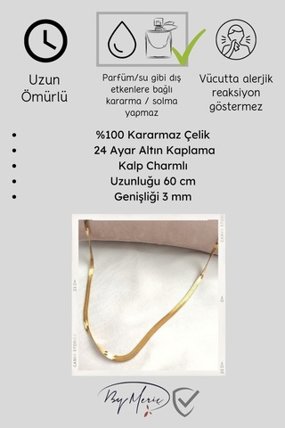 Kadın Italyan Ezme Zincir Altın Renk Çelik Kolye Altın