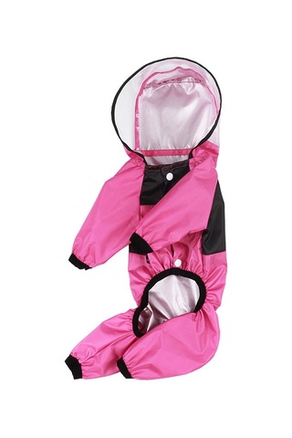 Köpekler İçin Mevsim Evrensel Yağmurluk Dört Ayaklı Giysiler Şeffaf Pu Su Geçirmez Giysiler, Boyut: L Gül Kırmızısı