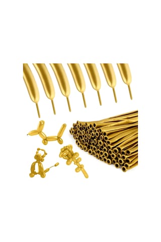 Yüksek Kalite 100 Adet Gold Sosis Balon Metalik Gold Sosis Balon Parlak Sosis Balon Şekil Balonu Altın