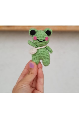 Amigurumi Kurbağa Anahtarlık 1adet Açık Yeşil