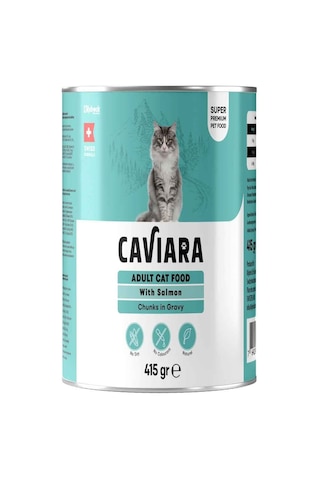Caviara Kedi Konservesi Sos İçinde Et Parçacıklı Somonlu 415 Gr