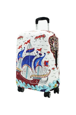 My Saraciye 57 Valiz Kılıfı, Bavul Kılıfı - Çini Gemi 57 Çok Renkli