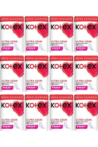 Kotex Ultra Uzun Süper Ekonomik Hijyenik Ped Uzun 12 x 18'li