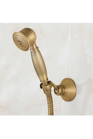 Fastbuy Antika Bronz Avrupa Banyo Duş Seti, 3 Parçalı, Taşınabilir Hortum Ve Başlık Braket