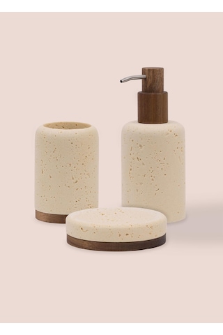 The Mia Travertine Banyo Seti Bej 3 Parça Çok renkli