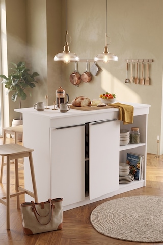 Orren Ada Mutfak Yemek Masası 2 Kapaklı 120cm Beyaz Or2-w