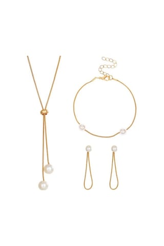 3 Adet/set Takı Seti Yapay İnciler Kolye Küpe Bileklik Seti Ayarlanabilir Zincir Kolye Diğer