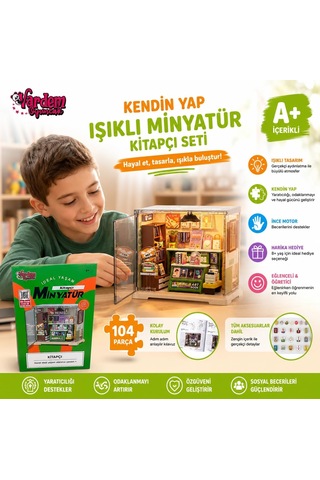 Kendin Yap Işıklı Minyatür Kitapçı Dükkanı Seti 104 Parça, Dıy Oyuncak Maket Hobi Seti, 8+ Yaş Çocuklar İçin Eğitici Ve Yaratıcı Aktivite Oyuncağı Ep606