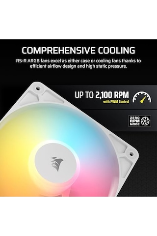 Rs120-r Argb 120mm Pwm Ters Yapraklı Fan Üçlü Paket - Beyaz Co-9050197-ww