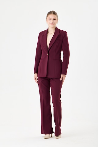 Velnara Moda Klasik Tek Düğme Ceket & Cepli Boru Paça Pantolon - Kadın Takım Elbise Koyu Mürdüm- Velnara Tasarımı Bordo Mürdüm - 918589140 Bordo Mürdüm
