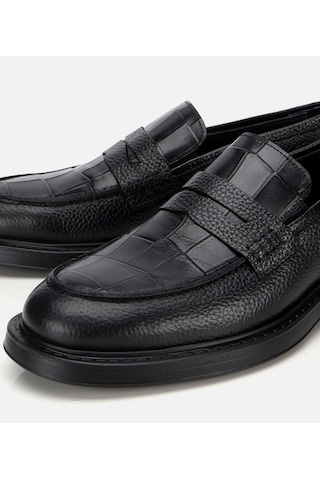 Hotiç Erkek Deri Siyah Kroko Detaylı Klasik Loafer 02ayh315320a100 02ayh315320a100 Siyah
