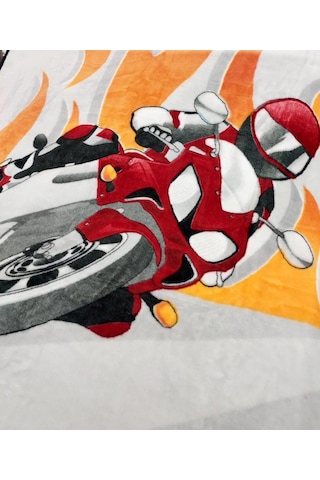 Aksu -moto Racing Mavi- Tek Kişilik Çocuk Battaniye 155x215