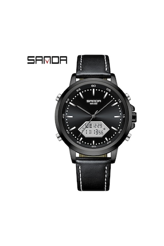 Sanda 33011 Erkekler İçin Elektronik Çok Fonksiyonlu Saat Kemer Siyah Ve Beyaz