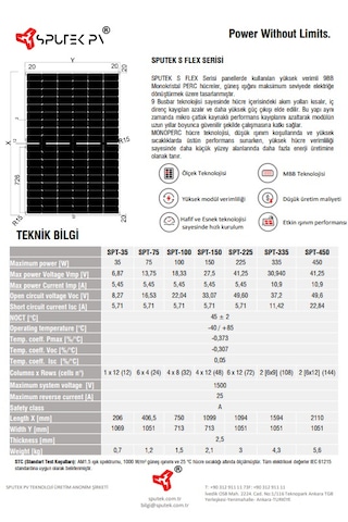 Sputek 335wp Esnek Güneş Paneli