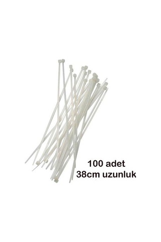 Cırt Kelepçe - Kablo Bağı Beyaz - Siyah 38 Cm Beyaz