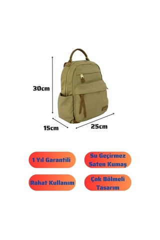 Bolsas Saten Kumaş Kadın Sırt Çanta Bej 1045 Bej