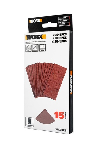 Worx Wa2029 185x95 MM 60 80 120 Kum 15 Adet Cırtlı Universal Zımpara Kağıdı Seti