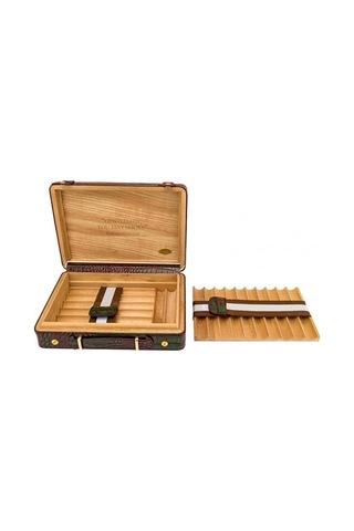 Croco Desen Seyahat Puro Kutusu Humidor İçi Sedir Kahve 18's