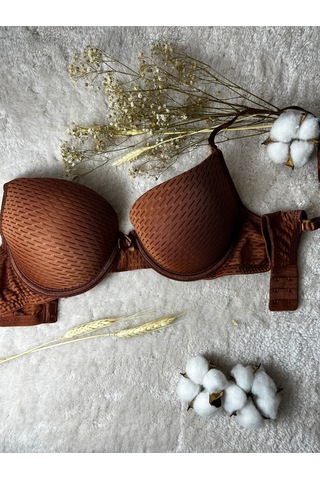 Mistirik Blera Model Push Up Destekli Extra Dolgu Detaylı Kaplı Doublu Premium Günlük Büstiyer Bakır Renk Bakır