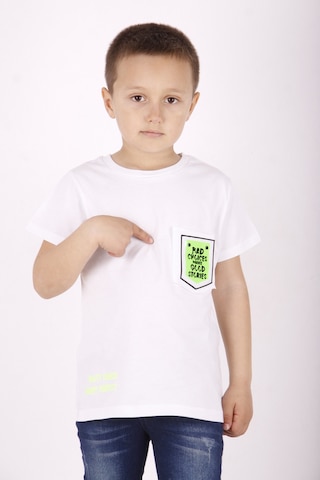 Toontoy Kids Toontoy Erkek Çocuk Cep Armalı Tişört Beyaz