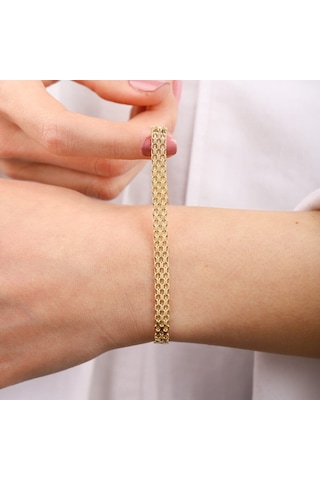 14 Ayar Altın Bismark Bileklik 5 Mm Sarı Altın