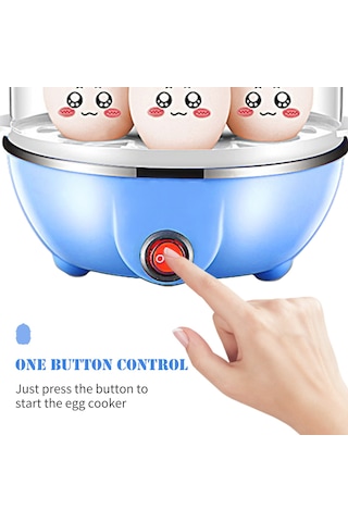Vkemall 350w Ev Tipi Çift Katlı 14 Yumurta Mavi Buharlı Yumurta Pişirici, Otomatik Kapanma Ve 40ml Ölçü Bardağı İle