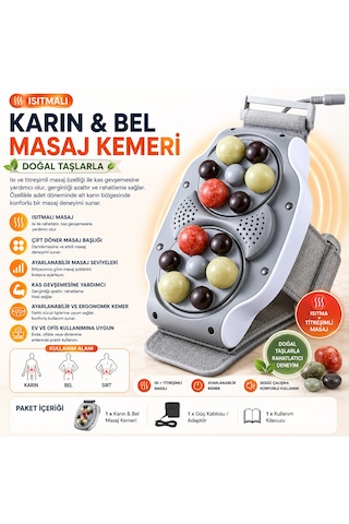 Bıan Taşlı Isıtmalı Karın & Bel Masaj Kemeri Titreşimli Çift Döner Masaj Başlıklı Ayarlanabilir Kemer