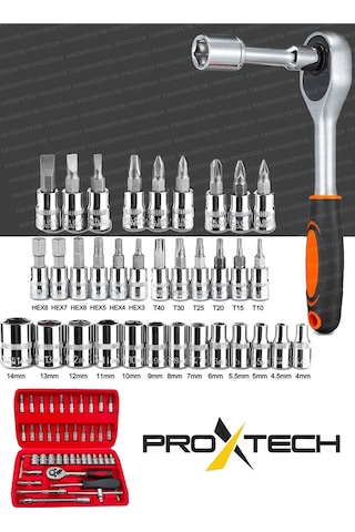 PROXTECH 46 Parça Mini Lokma Takımı Otomatik Cırcırlı 1/4"