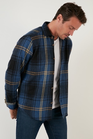 Buratti Ekoseli Uzun Kollu Slim Fit Kışlık Erkek Gömlek Cf21W112844 Indigo