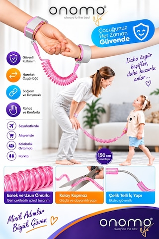Life Çocuk Bebek Kaybolma Önleyici Yürüyüş Emniyet Kemeri Anne Bileklik Kelepçesi Güvenlik Bilekliği