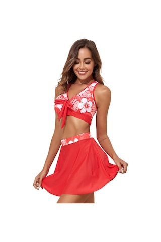 Hafif Lüks Örgü Etek Tek Parça Mayo Dantel Yukarı Kalça İnce Kadın Dış Ticaret Mayo Kırmızı