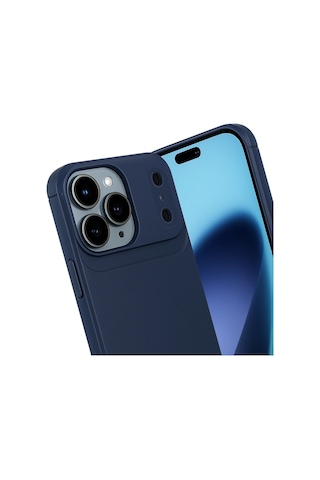 Apple Uyumlu iPhone 17 Pro Max Kılıf Focus Carbon Silikon Kapak Lacivert