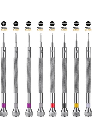 Leasetake 8 Adet Profesyonel Tornavida Seti Mini Hassas Tornavida Seti 0.6-1.6mm Saat Gözlük Elektronik Onarımı İçin