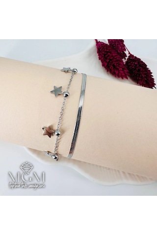 Mepa Rodyum Çelik Bileklikler 16+5 Cm Uzatma Payı - Kbl0131 Najmaddin Altın
