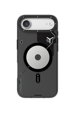 Apple Uyumlu iPhone 17 Air Kılıf M-safe Şarj Özellikli Disk Desenli Youngkit Disc Battle Kapak Siyah Siyah