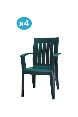 Omnipazar Mt-gf175 Cometa Plastik Bahçe Balkon Sandalye 4'lü Set Yeşil