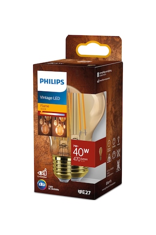Philips LED Classic Amber Filament Ampul 7W 470 Lum 1800K Koyu Sarı Işık A60 E27 (40W)