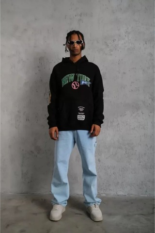 Etiler Collection Emh Store Erkek Baskılı Kapüşonlu Sweatshirt - Siyah SIYAH