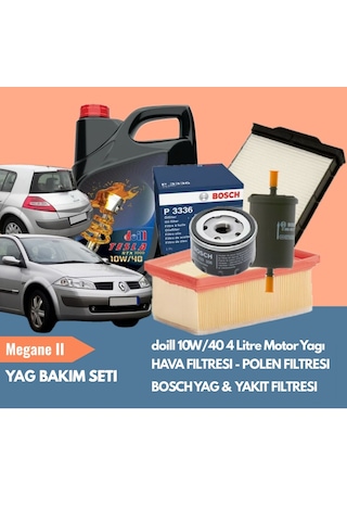 Megane Iı 2 Periyodik Bakım Seti Doill 10w40 4l Motor Yağı Bosch Yağ & Yakıt Filtresi Yerli Hava & Polen Filtresi Yağ Bakım Paketi