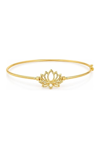 14 Ayar Lotus Çiçeği Oluklu Ajda Altın Kelepçe T14791