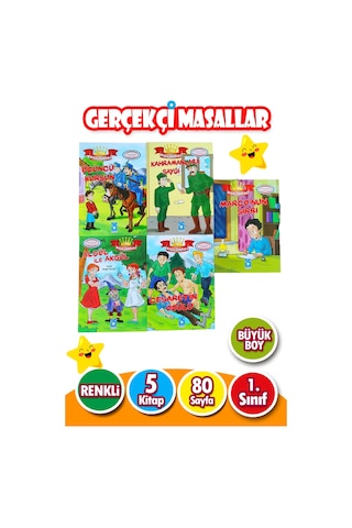 Gerçekçi Masallar Seti 1.sınıflar İçin Büyük Boy Resimli 5 Kitap