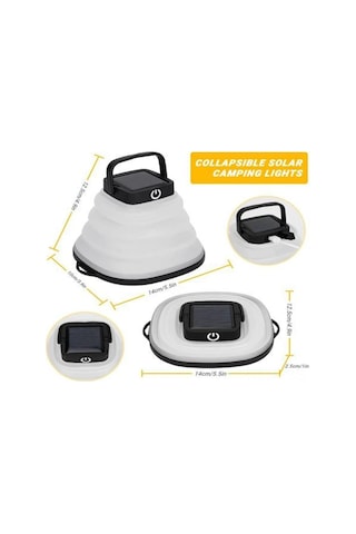 Hfambition Usb Şarj Edilebilir 3 Parlaklık Seviyeli Güneş Enerjili Kamp Feneri, Sıcak Işık, Su Geçirmez, Taşınabilir Katlanabilir Led Feneri Çok Renkli