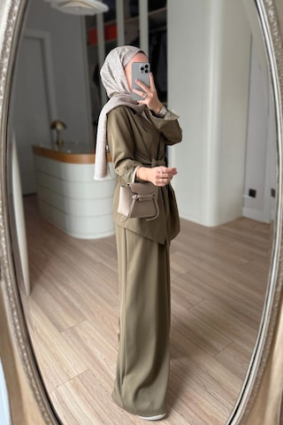 Ka Hijab Yandan Bağlamalı Ceket Takım - Yeşil