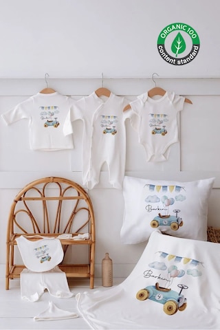 Lilabio %100 Organik Isme Özel Isimli 10lu Hastane Çıkışı Araba Ekru