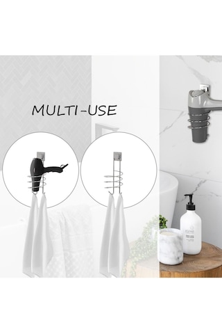 Yapışkanlı Fön Makinesi Asma Aparatı Krom