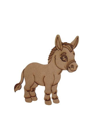 Boyanabilir Ahşap Eşek Figürü 15x13 Cm 10 Adet