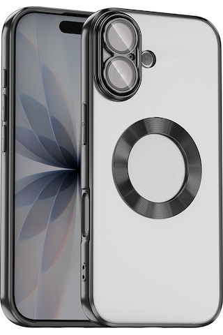 Apple Uyumlu iPhone 17 Kılıf Kamera Korumalı Logo Gösteren Zore Omega Kapak - Siyah Siyah
