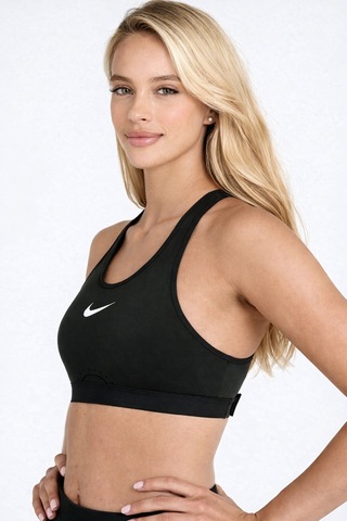 Swoosh High Support Non Padded Adjustable Sports Bra Kadın Yüksek Destekli Spor Sütyeni Siyah Siyah