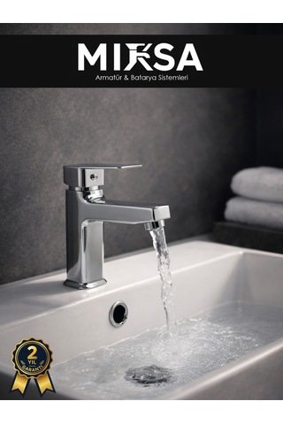 Krom Kare Sabit Banyo Lavabo Musluğu Bataryası