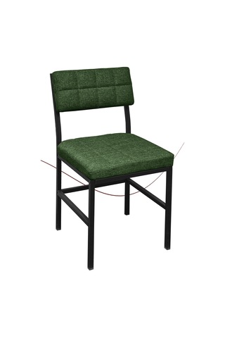 Nemeron İkon Mutfak Sandalyesi Keten Kumaş Metal Sandalye Silinebilir Kafe Salon Sandalyesi - Yeşil Yeşil
